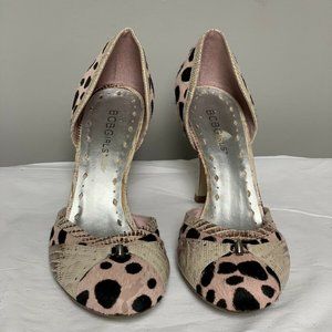 BCBG Girls Pink Leopard Pony Hair Heel Sz6